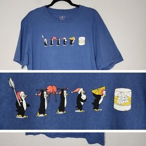NWT J. Crew Penguin cocktail graphic blue T-shirt size XL New Flaw